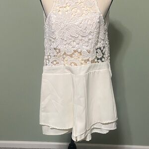 White Lace Overlay Sleeveless Top